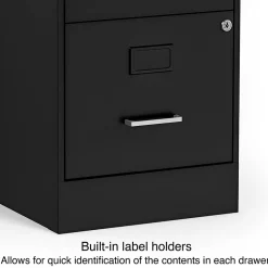 Staples 2-Drawer Light Duty Vertical File Cabinet, Locking, Letter, Black, 18