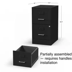 Staples 2-Drawer Light Duty Vertical File Cabinet, Locking, Letter, Black, 18
