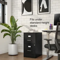 Staples 2-Drawer Light Duty Vertical File Cabinet, Locking, Letter, Black, 18