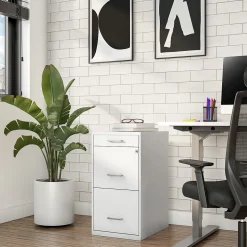 Staples 3-Drawer Mobile Vertical File Cabinet, Letter Size, Lockable, 26.9