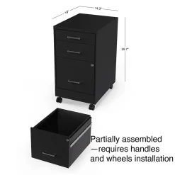 Staples 3-Drawer Mobile Vertical File Cabinet, Letter Size, Lockable, 25.7