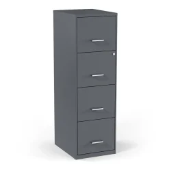 Staples 4-Drawer Vertical File Cabinet, Letter Size, Lockable, 45.8"H x 14.3"W x 18.9"D, Charcoal (ST52148-CC)