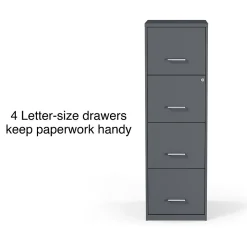 Staples 4-Drawer Vertical File Cabinet, Letter Size, Lockable, 45.8"H x 14.3"W x 18.9"D, Charcoal (ST52148-CC)