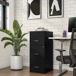 Staples 3-Drawer Vertical File Cabinet, Letter Size, Lockable, 34.9