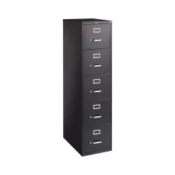 Staples 5-Drawer Vertical File Cabinet, Letter Size, Lockable, 61.38"H x 15"W x 26.5"D, Black (59589/25432)