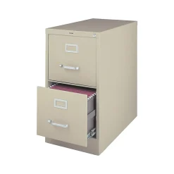 Staples 2-Drawer Vertical File Cabinet, Locking, Letter, Putty/Beige, 26.5"D (13440D-CC)