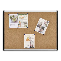 Staples Durable Cork Bulletin Board, Black/Silver Frame, 2' x 1.5' (ST52490-US)