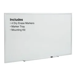 Staples Durable Magnetic Porcelain Dry-Erase Whiteboard, Aluminum Frame, 4' x 3' (52467/28331)