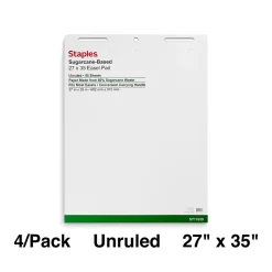 Staples Easel Pads, 27" x 35", White, 50 Sheets/Pad, 4 Pads/Carton (ST17639)