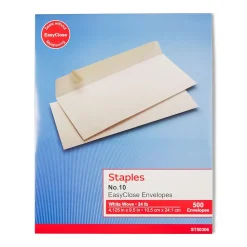Staples EasyClose #10 Business Envelopes, 4 1/8" x 9 1/2", White, 500/Box (50306)