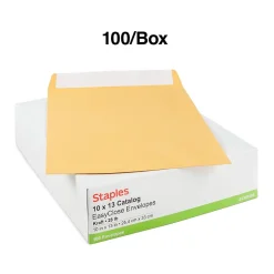 Staples EasyClose Kraft Catalog Envelopes, 10