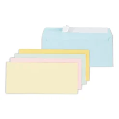 Staples EasyClose Self Seal #10 Business Envelopes, 4 1/8" x 9 1/2", Assorted Pastels, 50/Pack (23425)