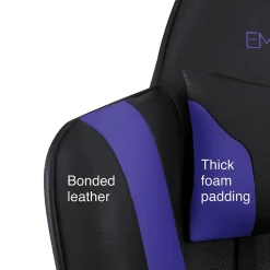 Staples Emerge Vartan Bonded Leather Ergonomic Gaming Chair, Black/Blue (53242V)