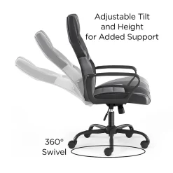 Staples Emerge Vector Luxura Faux Leather Gaming Chair, Black & Gray (61108)