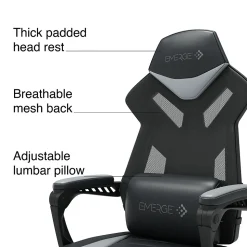 Staples Emerge Vomax Bonded Leather Ergonomic Gaming Chair, Black/Gray (61364)