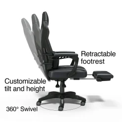 Staples Emerge Vomax Bonded Leather Ergonomic Gaming Chair, Black/Gray (61364)