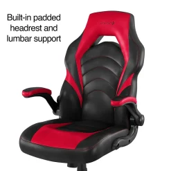 Staples Emerge Vortex Bonded Leather Ergonomic Gaming Chair, Black and Red (51465-CC)