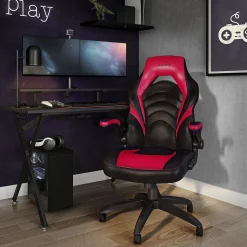 Staples Emerge Vortex Bonded Leather Ergonomic Gaming Chair, Black and Red (51465-CC)