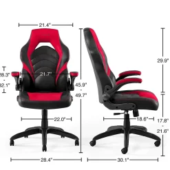 Staples Emerge Vortex Bonded Leather Ergonomic Gaming Chair, Black and Red (51465-CC)