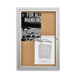 Staples Enclosed Cork Display Board, Aluminum Frame, 3' x 2' (ST61261)