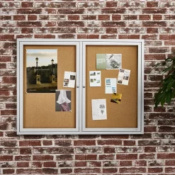 Staples Enclosed Cork Display Board, Aluminum Frame, 4' x 3' (ST61262)