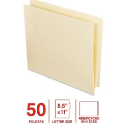 Staples End Tab File Folder, Straight Cut, Letter Size, Manila, Reinforced Tab, 50/Box (ST62572)