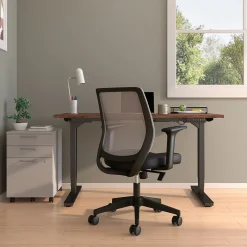 Staples Essentials Ergonomic Fabric Swivel Task Chair, Black (UN56947)