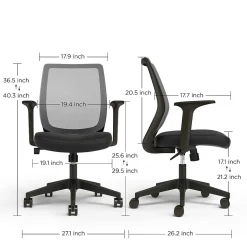 Staples Essentials Ergonomic Fabric Swivel Task Chair, Black (UN56947)