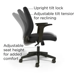 Staples® Essentials Ergonomic Fabric Swivel Task Chair, Black (UN59380)