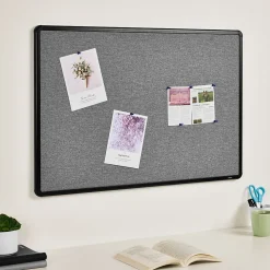 Staples Fabric Bulletin Board, Black Frame, 3' x 2' (ST61263)