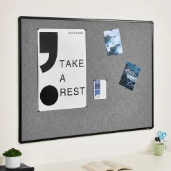 Staples Fabric Bulletin Board, Black Frame, 4' x 3' (ST61264)