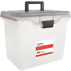 Staples File Box File Portable Tote, Letter Size, Clear (140165/111112)