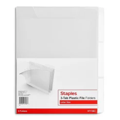 Staples File Folder, 3 Tab, Letter Size, Translucent Clear, 6/Pack (TR11863)