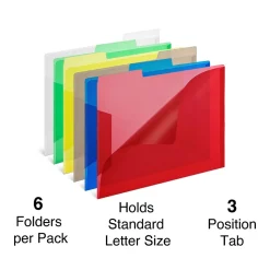 Staples File Folders, 1/3-Cut Tab, Letter Size, Assorted Colors, 6/Pack (TR10847/10847)