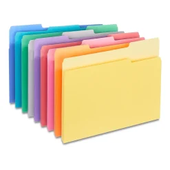 Staples File Folders,1/3-Cut Tab, Letter Size, Assorted Colors, 250/Box (ST502678-CC)