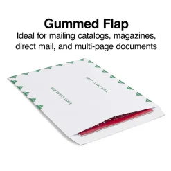 Staples First Class EasyClose Catalog Envelopes, 10" x 13", White with Green Diamond Border, 100/Box (SPL486930)