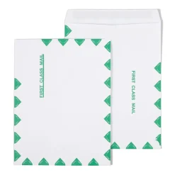 Staples First Class Self Seal #13 Envelope, 10" x 13", White with green diamond border, 100/Box (ST195032-CC)