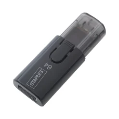 Staples 64GB USB 2.0 Type A Flash Drive, Black (27990)