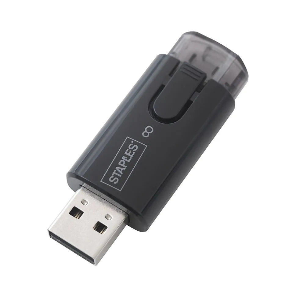 Staples 8GB USB 2.0 Type A Flash Drive, Black, 5/Pack (28194)