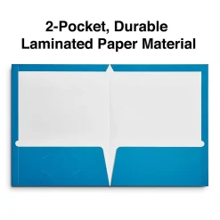 Staples Glossy 2-Pocket Paper Folder, Light Blue, 10/Pack (13373-CC)