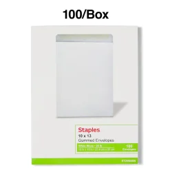 Staples Gummed Catalog Envelopes, 10