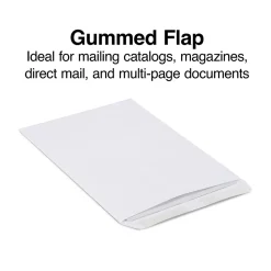 Staples Gummed Catalog Envelopes, 9"L x 12"H, White, 100/Box (50264/47286N)