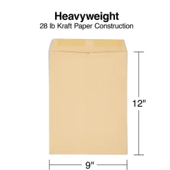 Staples Gummed Kraft Catalog Envelopes, 9