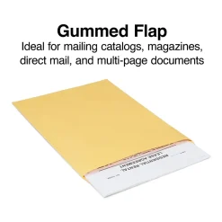 Staples Gummed Kraft Catalog Envelopes, 9"L x 12"H, Brown, 250/Box (486940/17032)