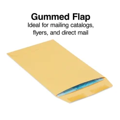 Staples Gummed Kraft Catalog Envelopes, 6" x 9", Brown, 100/Box (17097)