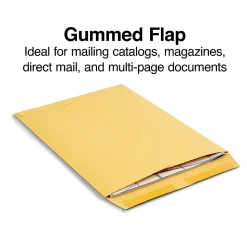 Staples Gummed Kraft Catalog Envelopes, 9.5"L x 12.5"H, Brown, 100/Box (SPL534743)