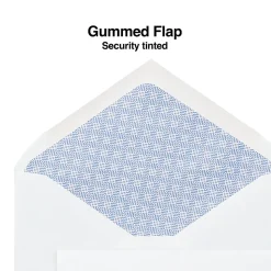 Staples Gummed Security Tinted #6 3/4 Business Envelopes, 3 5/8" x 6 1/2", White, 250/Box (19254)