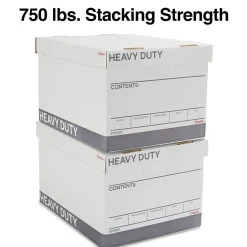 Staples Heavy Duty File Box, Lift Off Lid, Letter/Legal, White (50142)