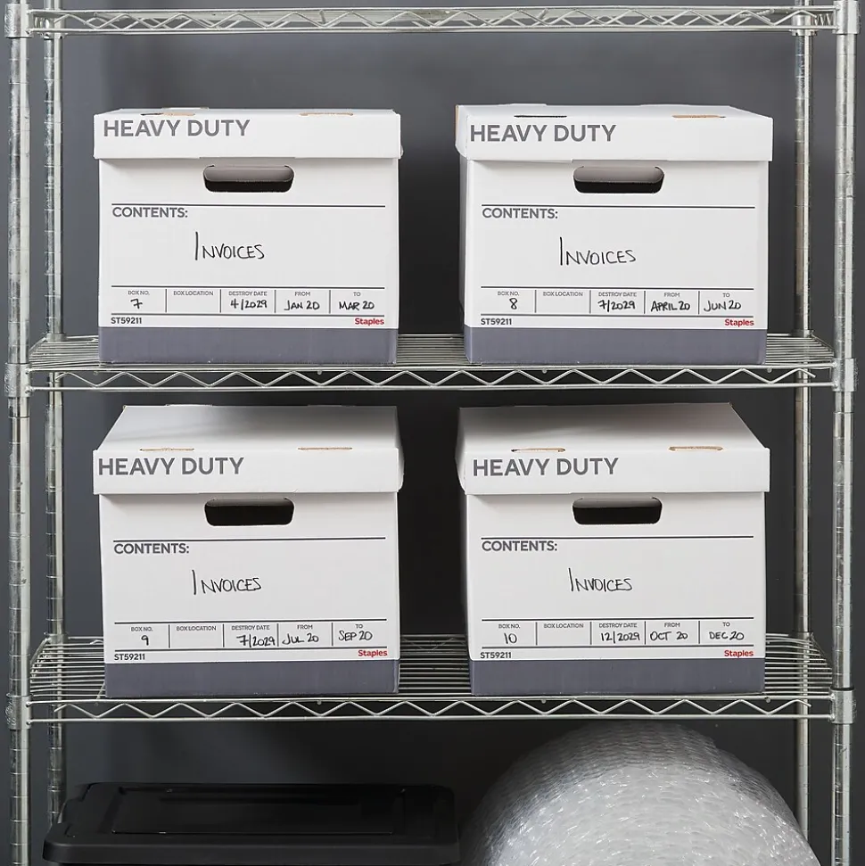 Staples Heavy Duty File Box, Lift Off Lid, Letter/Legal, White (50142)