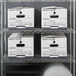 Staples Heavy Duty File Box, String and Button Lid, Letter, White/Gray, 4/Pack (TR59222)